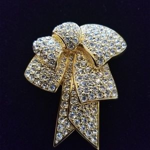 Nolan Miller Pave Crystal Bow Brooch
